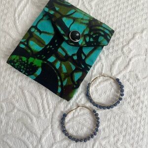 New! Pretty blue beaded hoop earrings